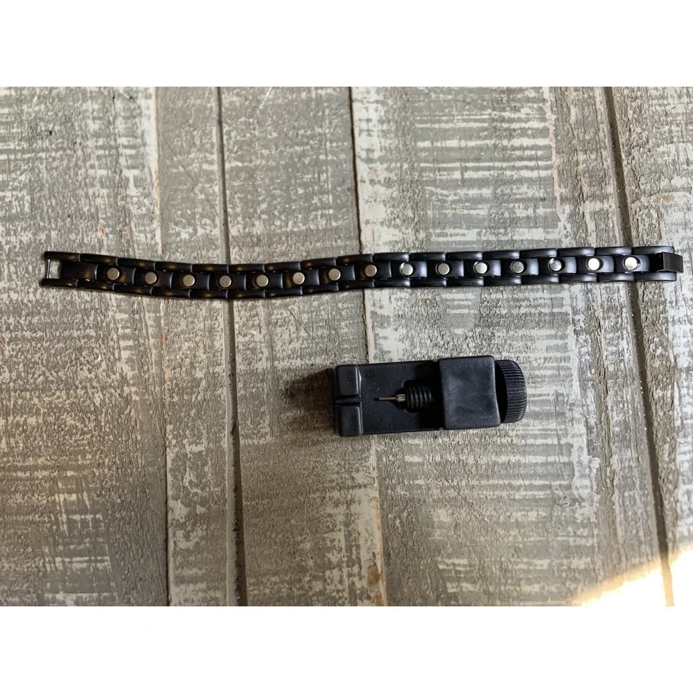 Men's Titanium Stainless Steel Magnetic Bracelet Black 8.5